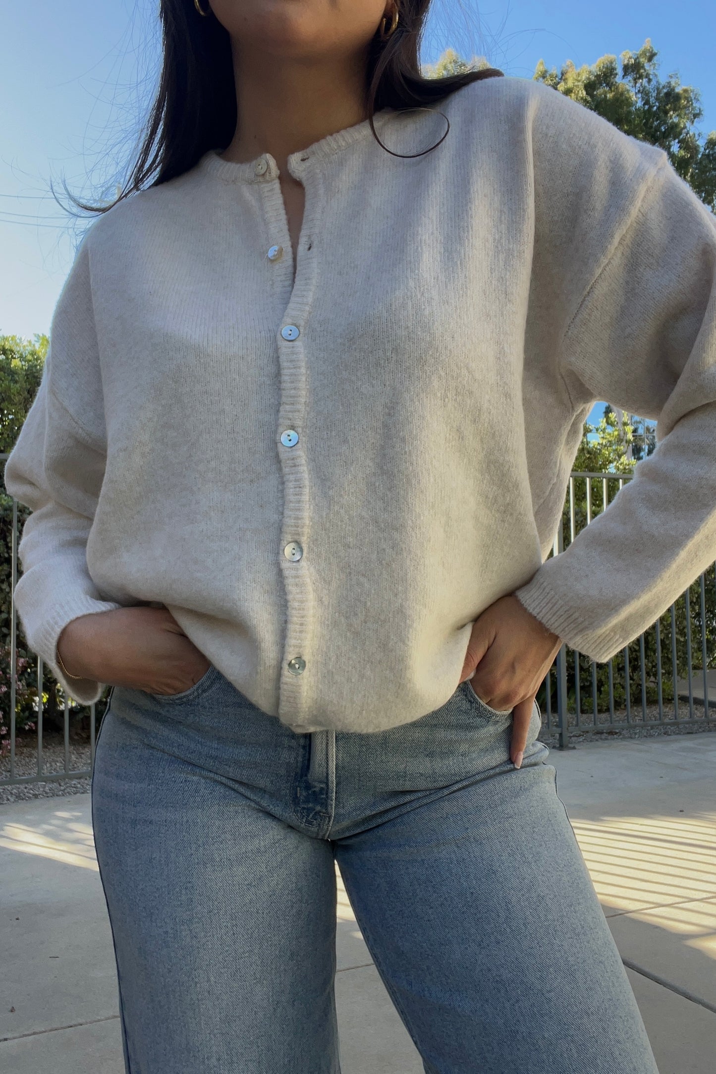 Bloom Of Faith Oversized Cardigan -Ivory