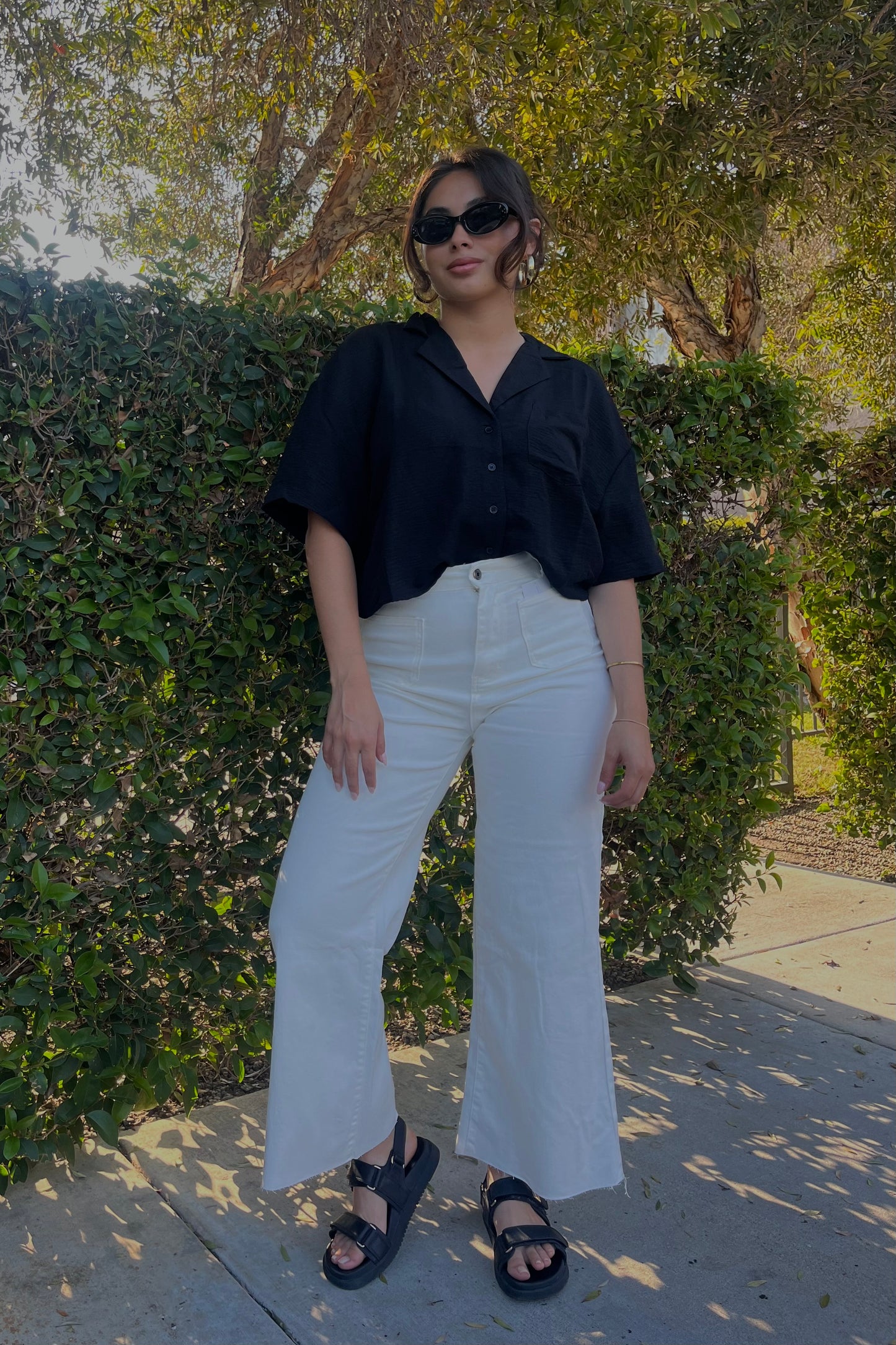 Still Waters Stretch Wide Leg Jeans- White