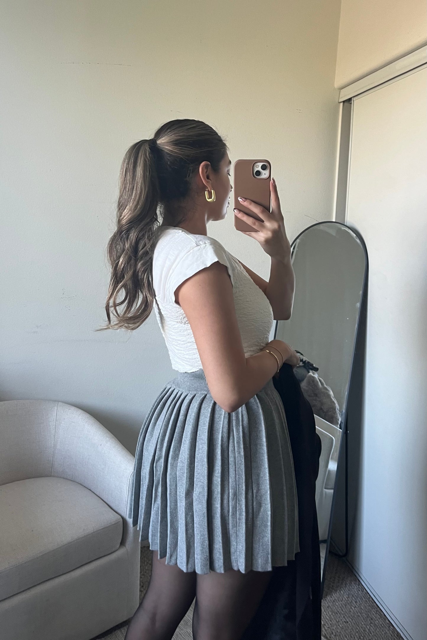 I Mean Business Pleated Knit Skirt
