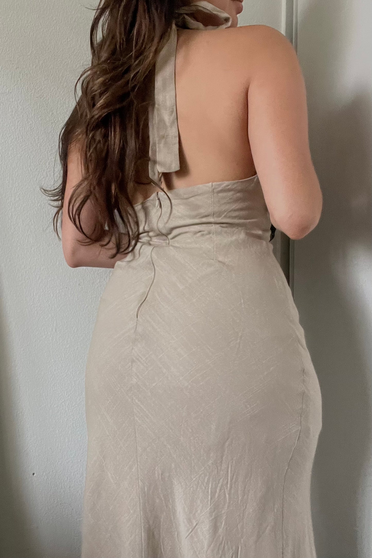 Bare Light Halter Linen Dress