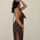 Fearless In Faith Satin Lace Trim Scarf Dress- Dark Brown