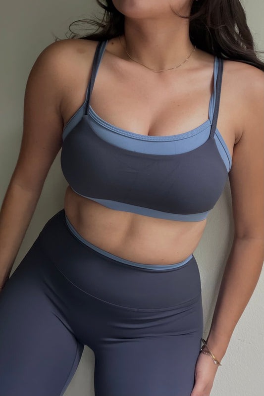 Move Contrast Sports Bra -Slate Grey