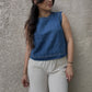 In The Waiting Sleeveless  Denim Top