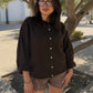 Bloom Of Faith Oversized Cardigan -Dark Brown