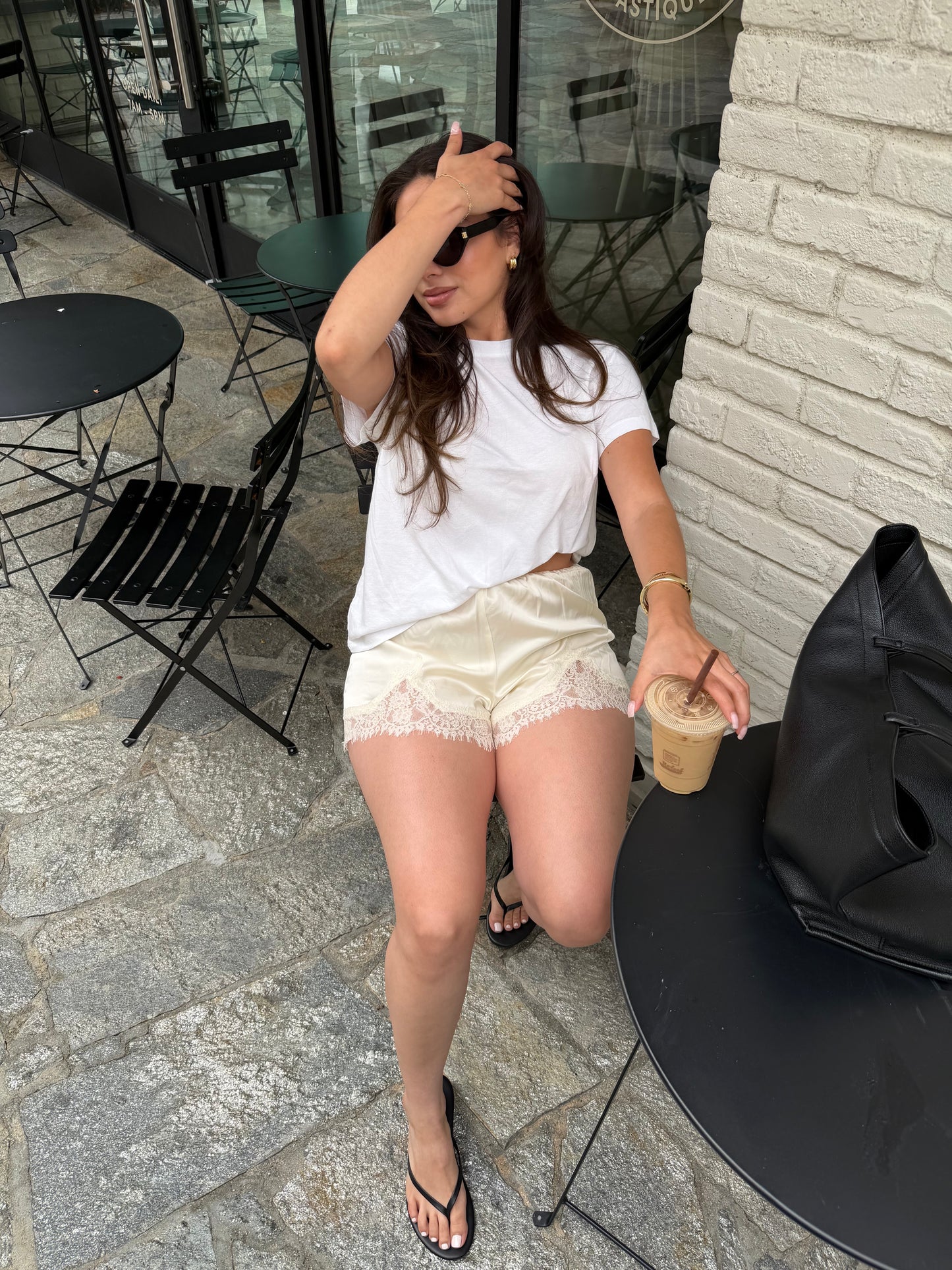 Selah Lace Trim Shorts- Ivory
