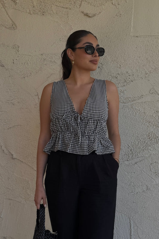 New Calling Gingham Peplum Top
