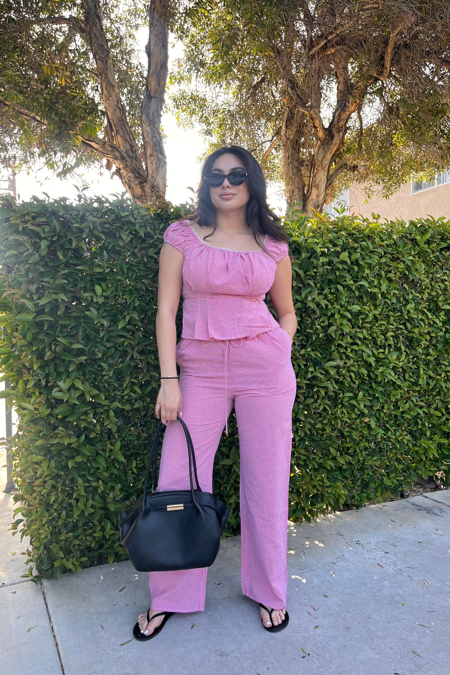 Grace in Bloom Gingham Pant Set