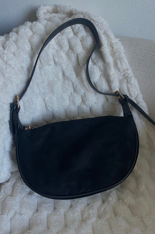 Desnuda Suede Shoulder Bag- Black