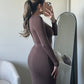 Desnuda Double-Lined Long Sleeve Maxi Dress-Brown