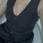 Gathering Blazer Vest- Black