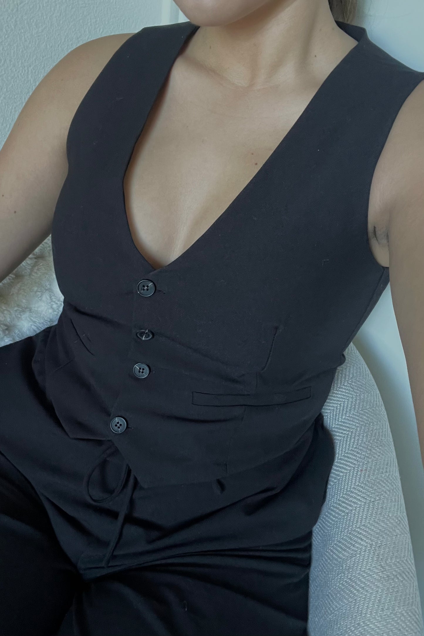 Gathering Blazer Vest- Black