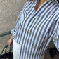 Blooming In Faith Striped Button Down Linen Shirt
