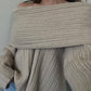 She Is Worthy Off The Shoulder Oversized Sweater