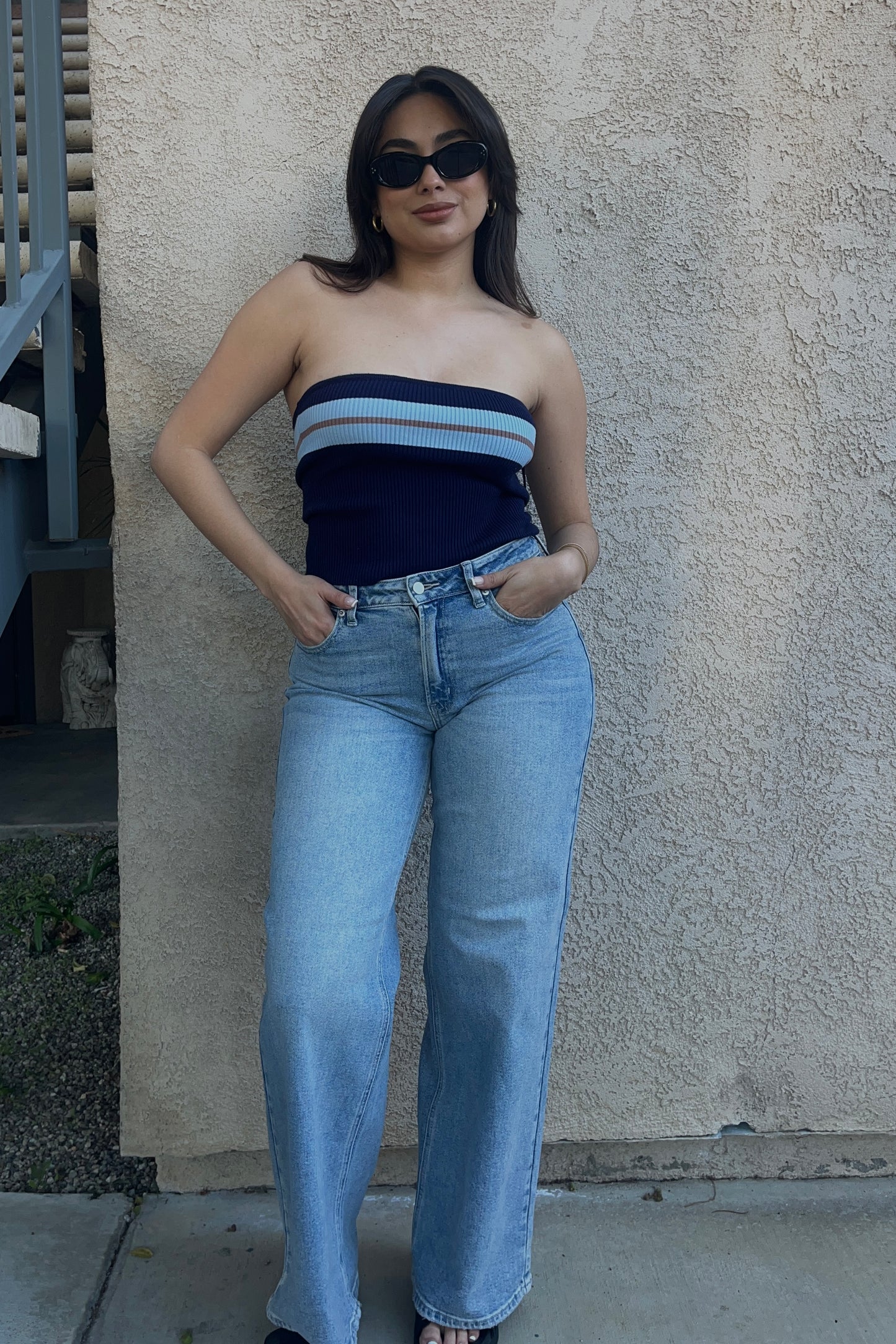 Freedom High Rise Straight Leg Jeans - Light Denim