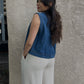 In The Waiting Sleeveless  Denim Top