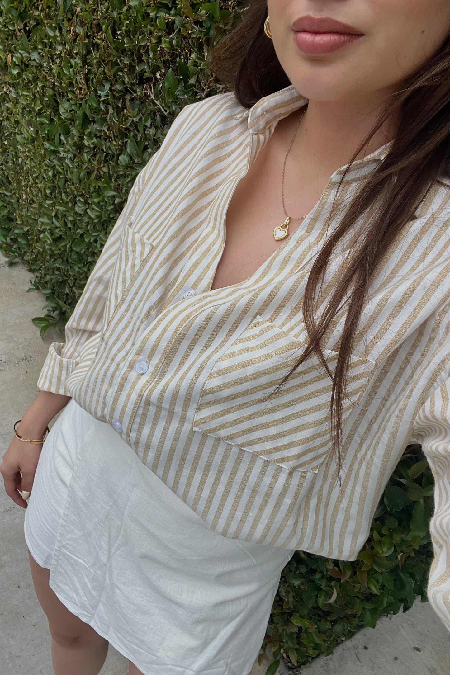 All Thing Are Possible Striped Button Down Shirt - Mustard