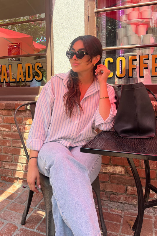 New Meadow Striped Button Down Top