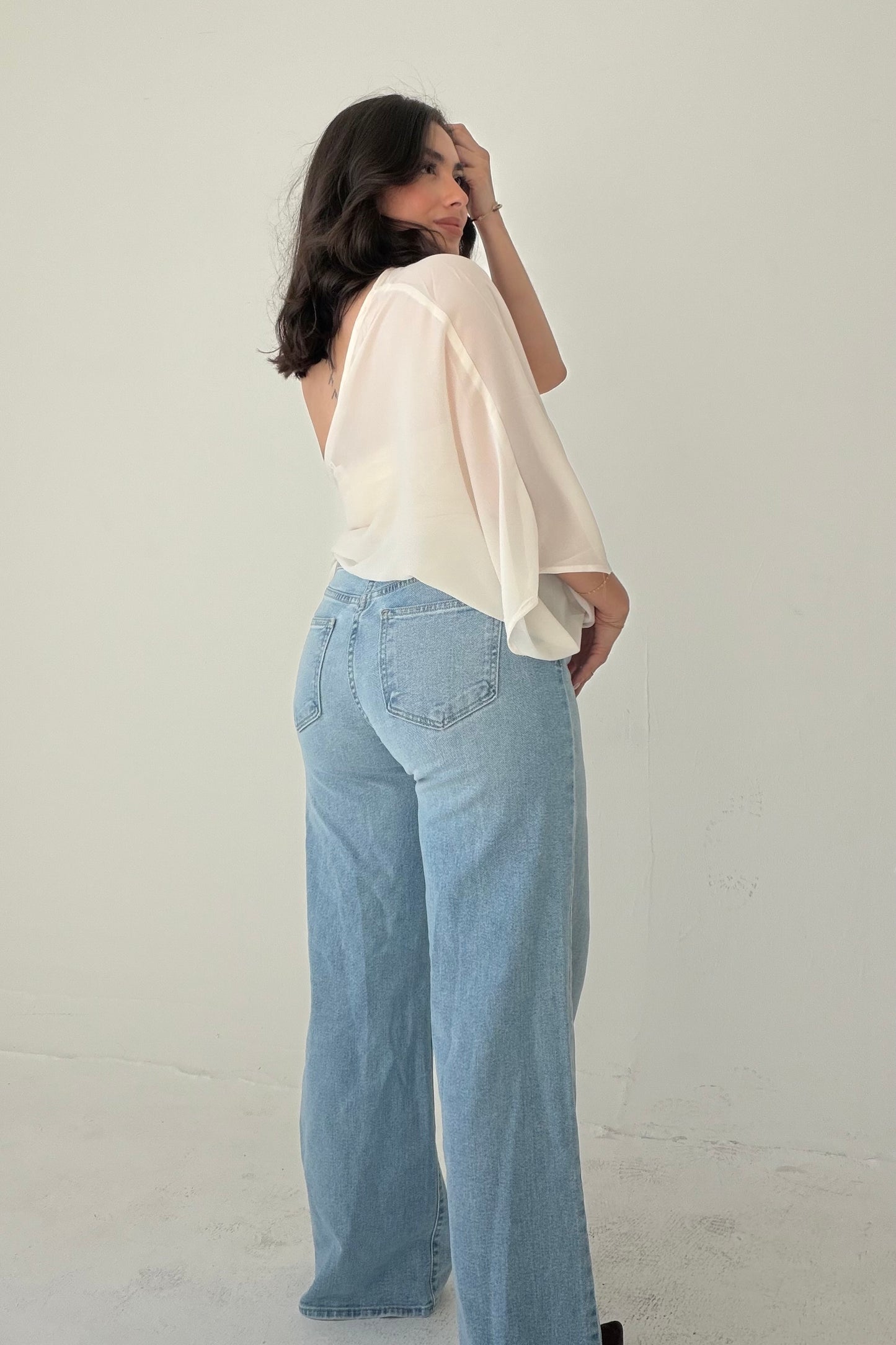 Infinite Wide Leg Premium Jeans-Light Denim