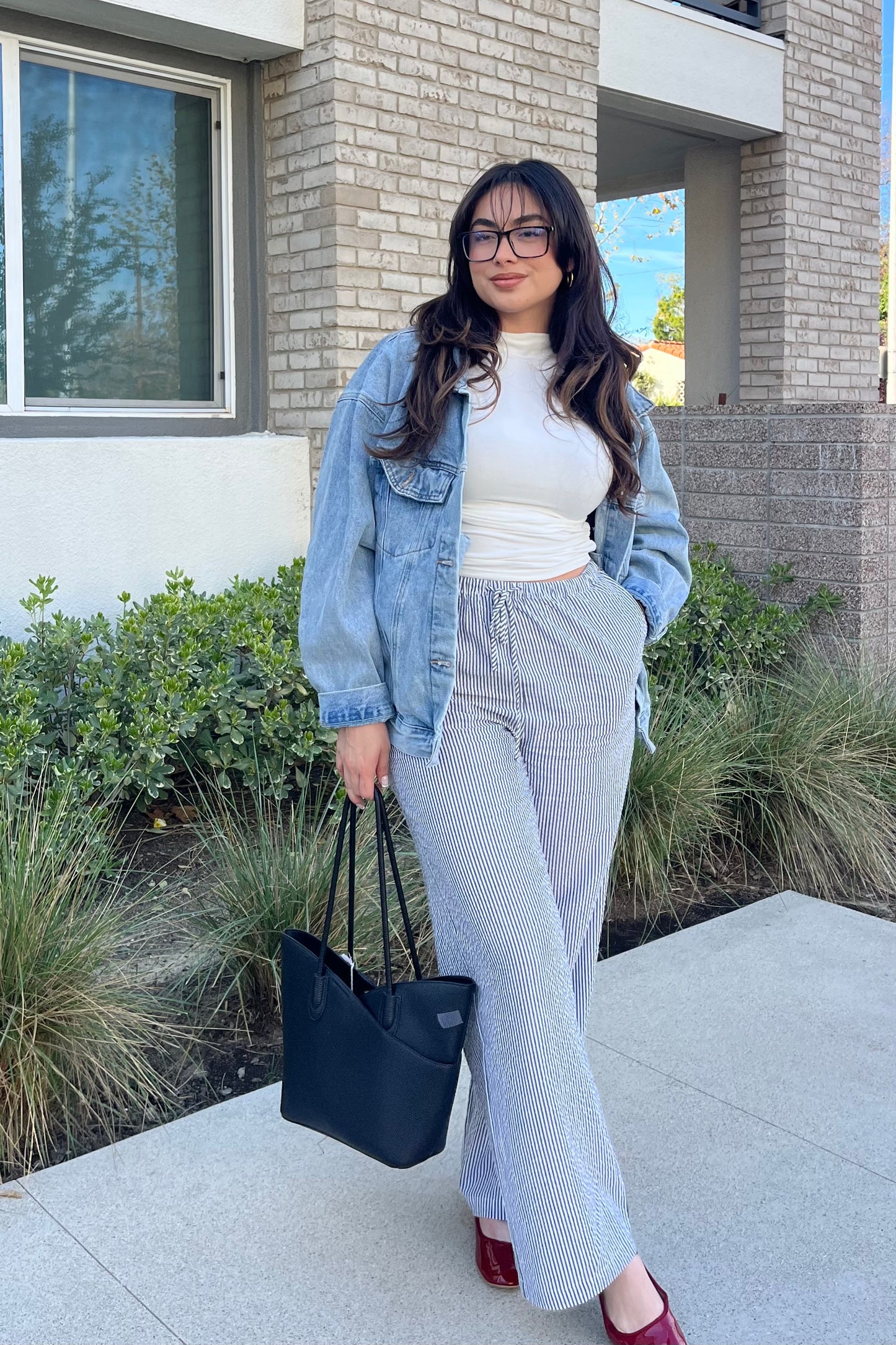 Faithful Steps Striped Pants- Black