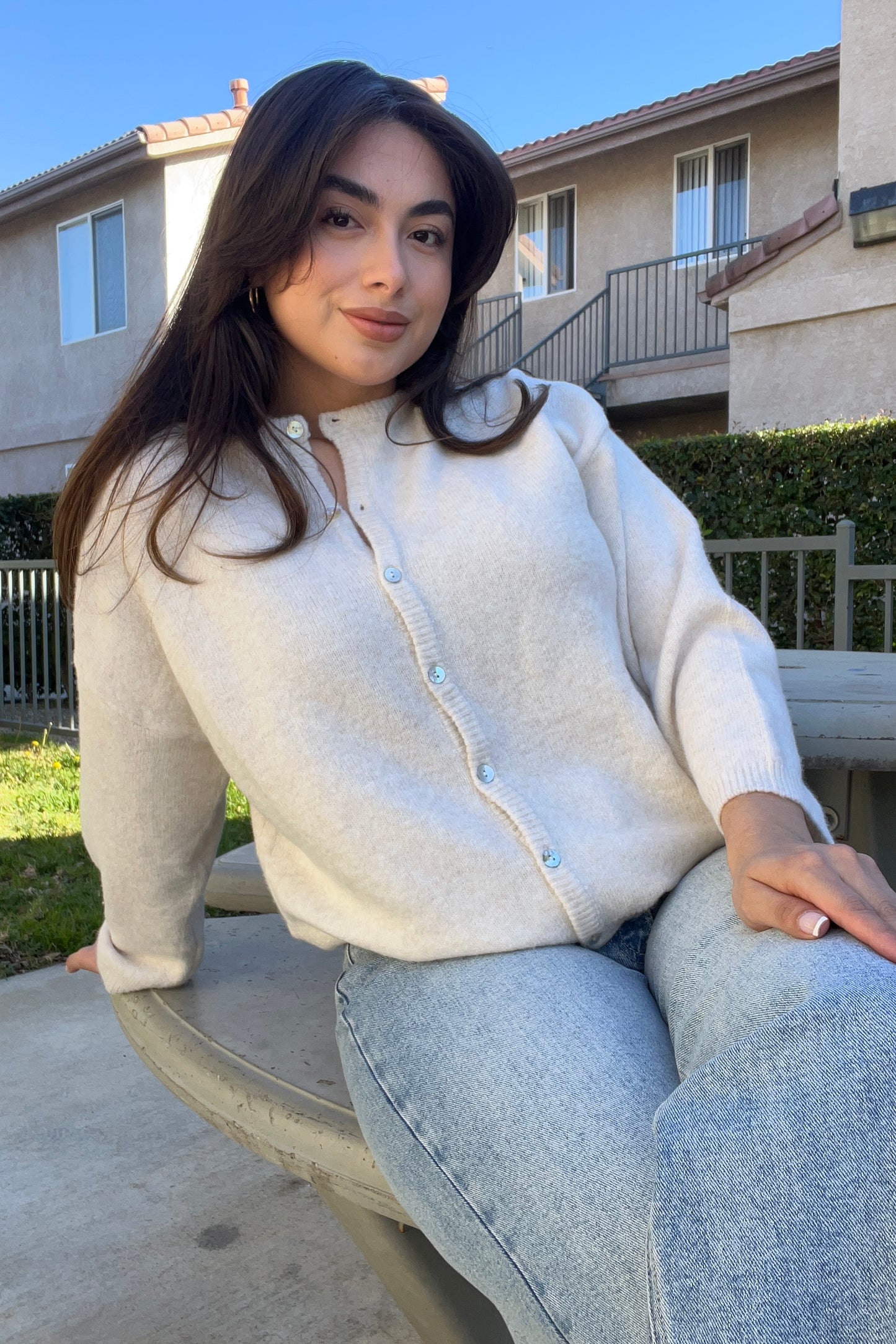 Bloom Of Faith Oversized Cardigan -Ivory