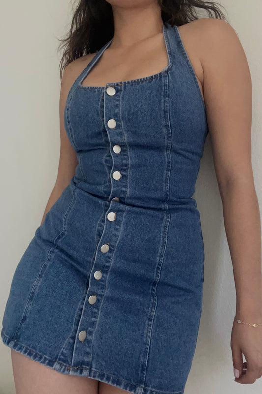 Desnuda Halter Denim Dress